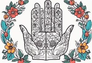 praying hands

old school vintage simple traditional design with vintage flowers surrounding
bold color simple tattoo idea