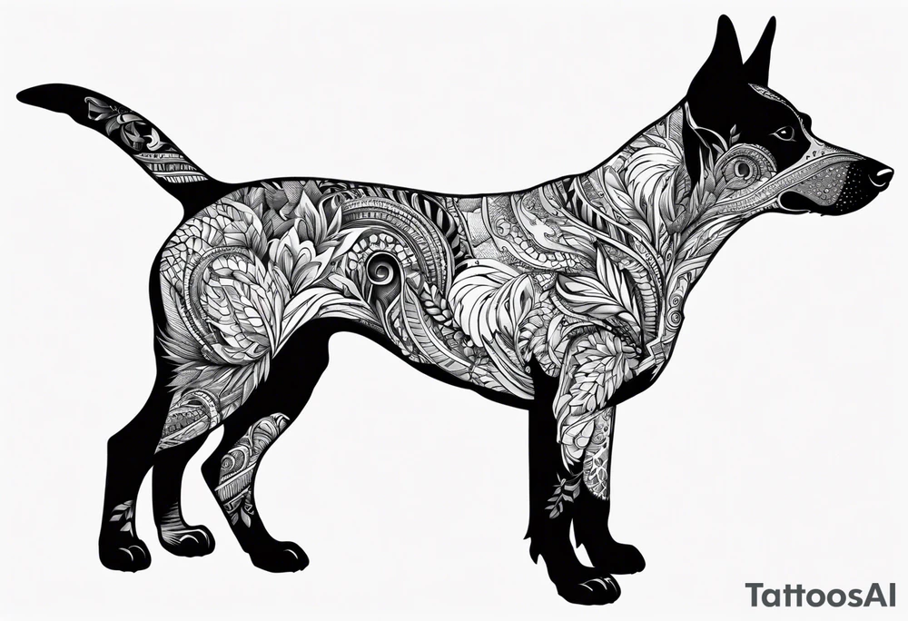 Koolie cross kelpie portrait tattoo idea