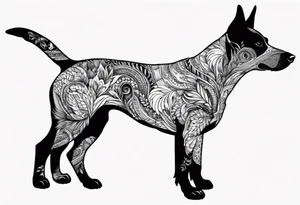 Koolie cross kelpie portrait tattoo idea