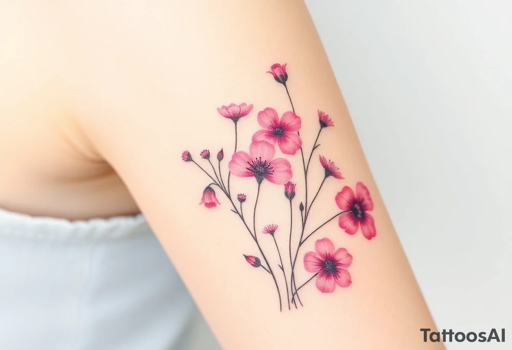 Pink wildflowers tattoo idea