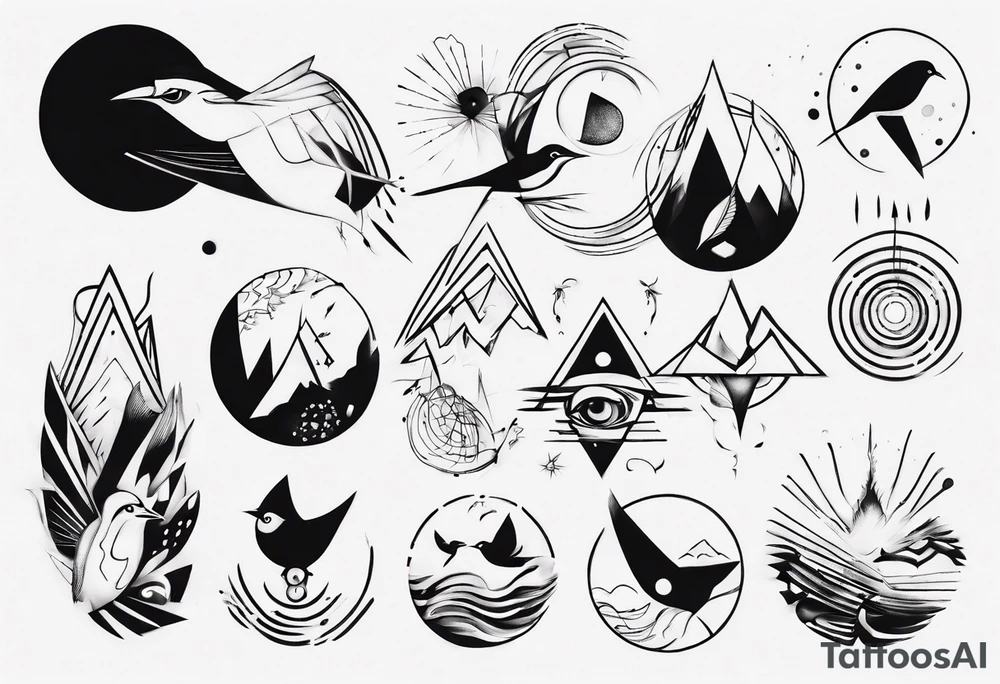 goddess mountains birds tattoo idea