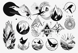 goddess mountains birds tattoo idea