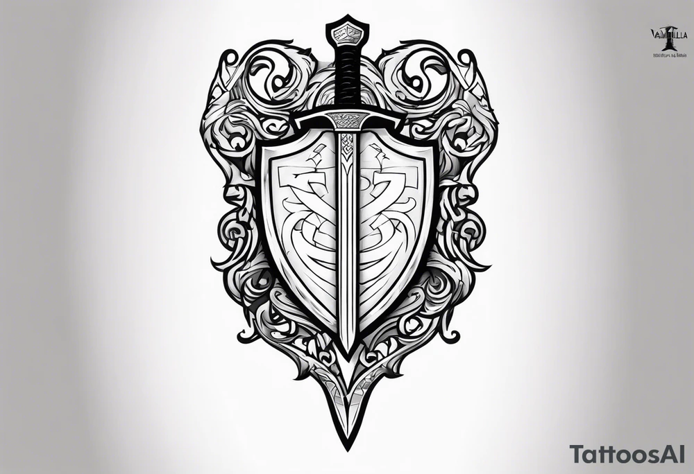 Valhalla shield sword axe tattoo idea