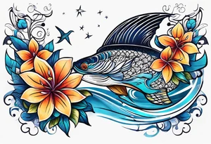 sea, night, flower, republic dominicana tattoo idea