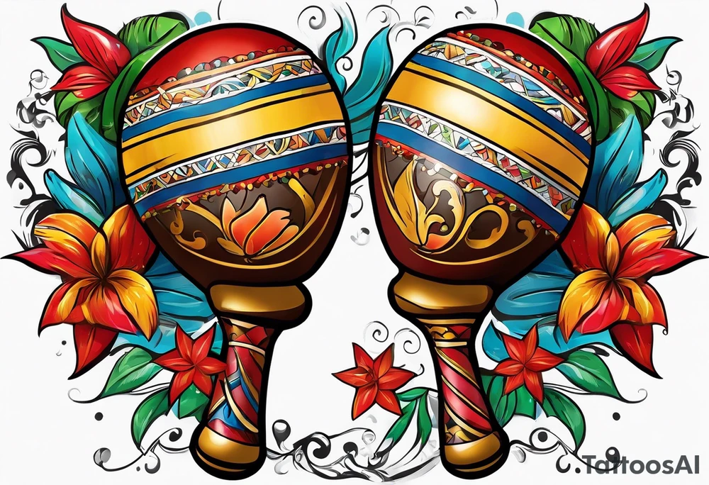 2 swinging maracas with cuban star tattoo idea