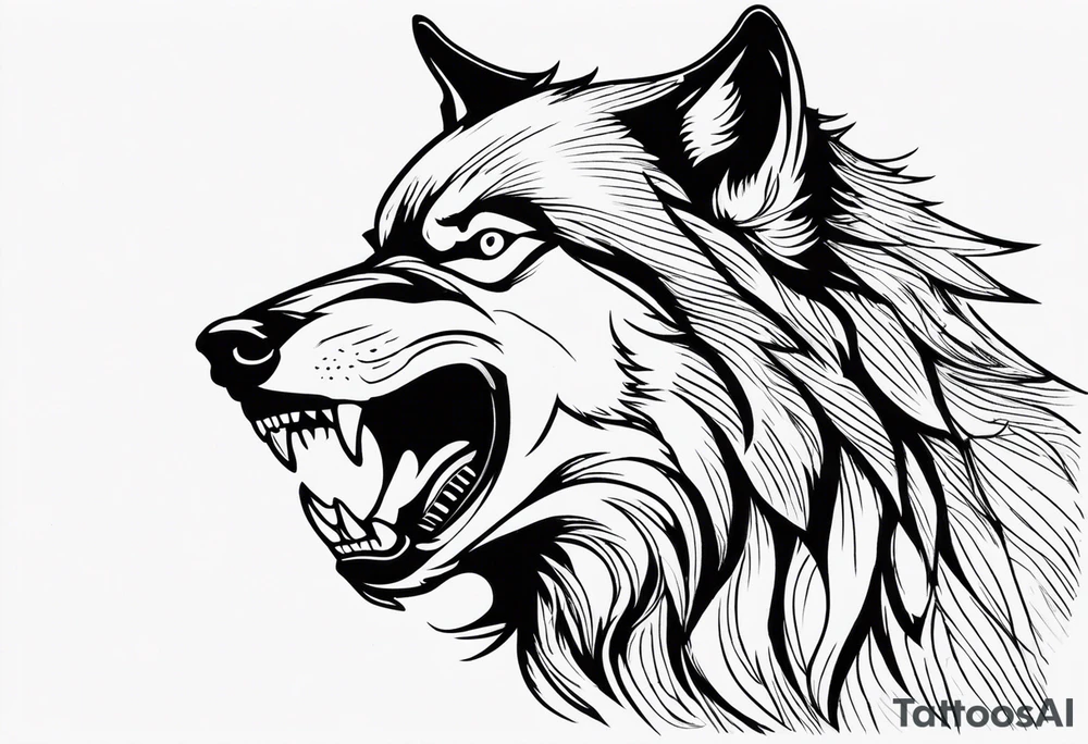 Angry wolf tattoo idea