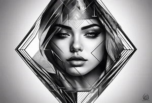 Un triangulo con una persona al medio, estilo de dibujo con lineas en blanco y negro mas simple solo lineas y una persona al centro, no mas de 6 lineas tattoo idea