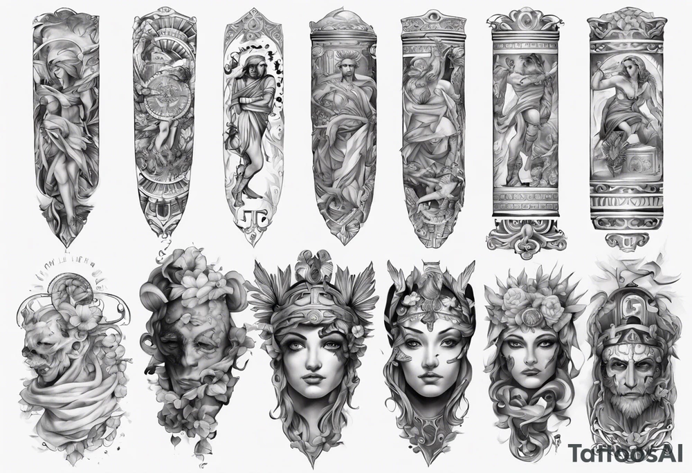 greek full sleeve tattoo idea