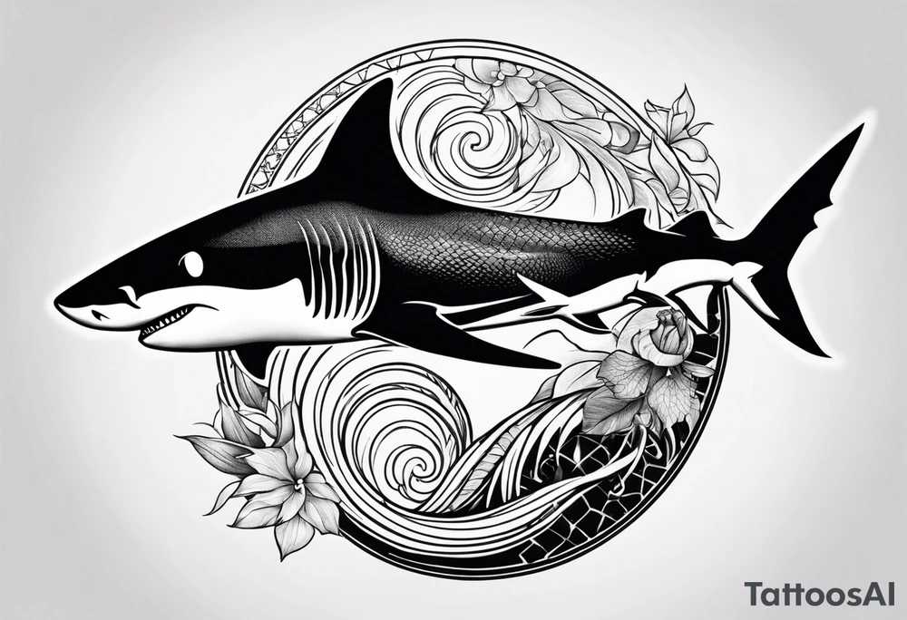 shark yin yang tattoo idea