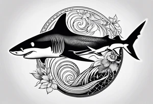 shark yin yang tattoo idea