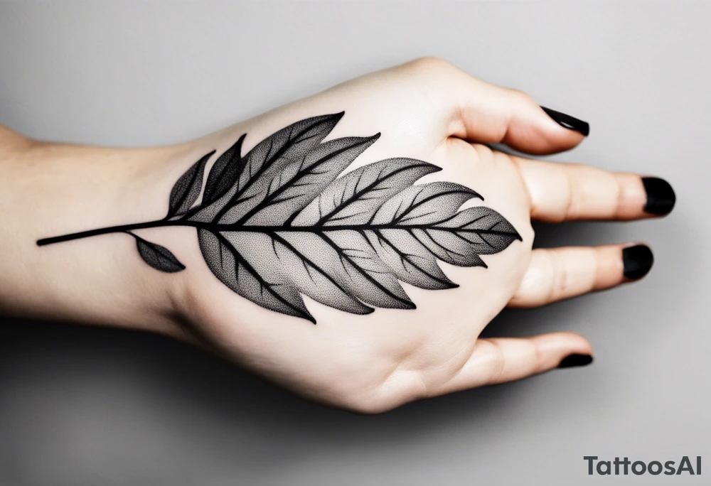 very simple leaves with flow , white background tattoo idea