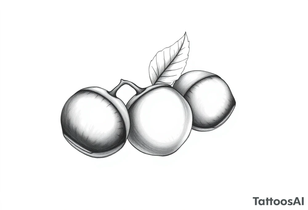 Three haselnuts with one leave tattoo idea