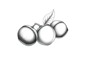 Three haselnuts with one leave tattoo idea