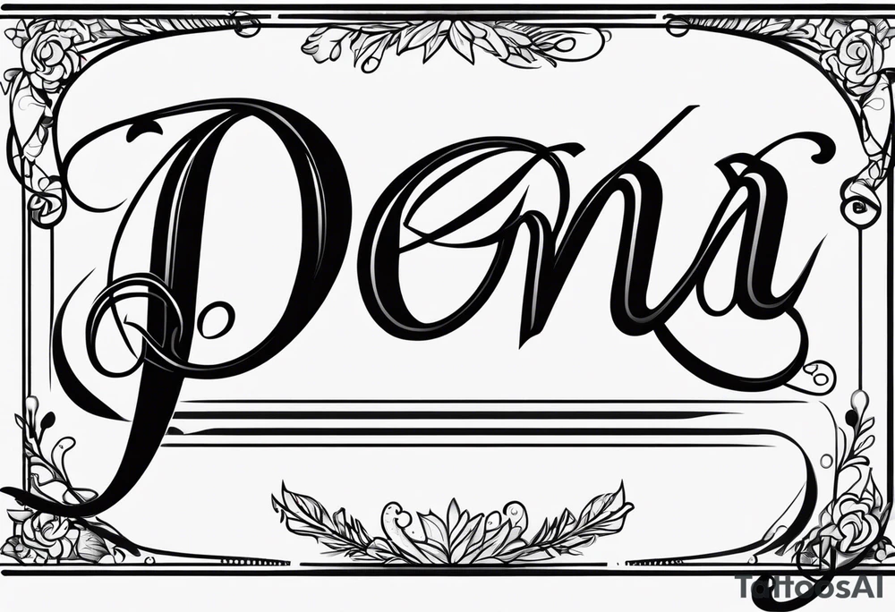 the name “Dena” in cursive tattoo idea