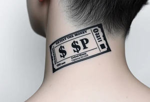 Ticket design with a getting money aura and a chosen money theme tattoo idea