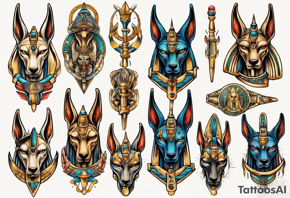 anubis full arms tattoo idea