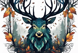 The Great Forest Spirit is a powerful deity that rules over the forest and the animals. It can take the form of a deer-like creature with a human face, or a giant, glowing humanoid at night. tattoo idea