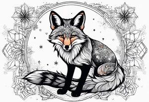 Constellation, animal fox , snowflake tattoo idea