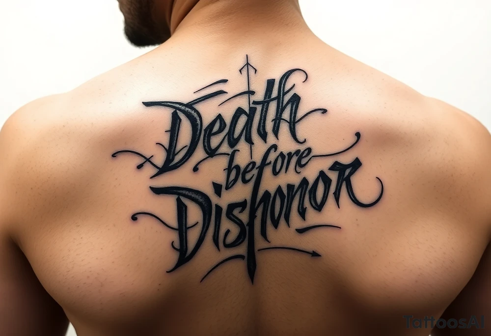 Calligraphy cholo writing death before dishonor tattoo idea