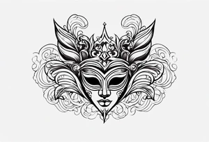 Carnival mask for men on back tattoo idea