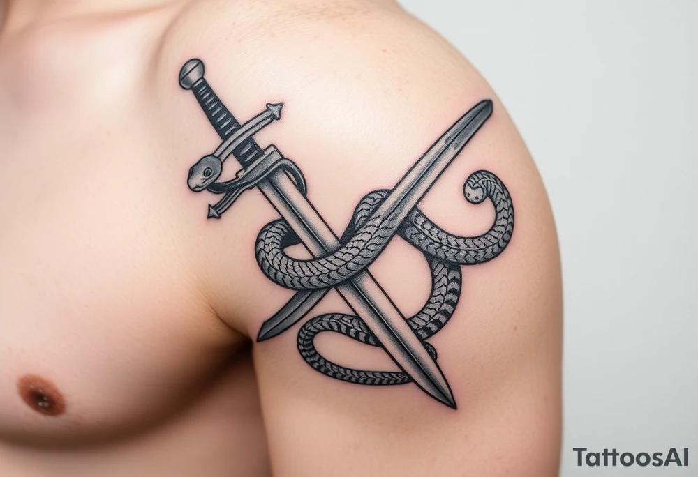 a snake crawl on a sword. tattoo idea