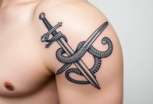 a snake crawl on a sword. tattoo idea