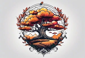 leave's tree flying away tattoo idea