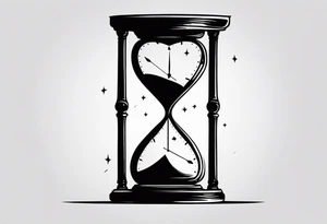 draw me a clock hourglass with numbers falling from the clock. in the hourglass tattoo idea