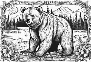 Bear with British Columbia landscape inside of it. tattoo idea