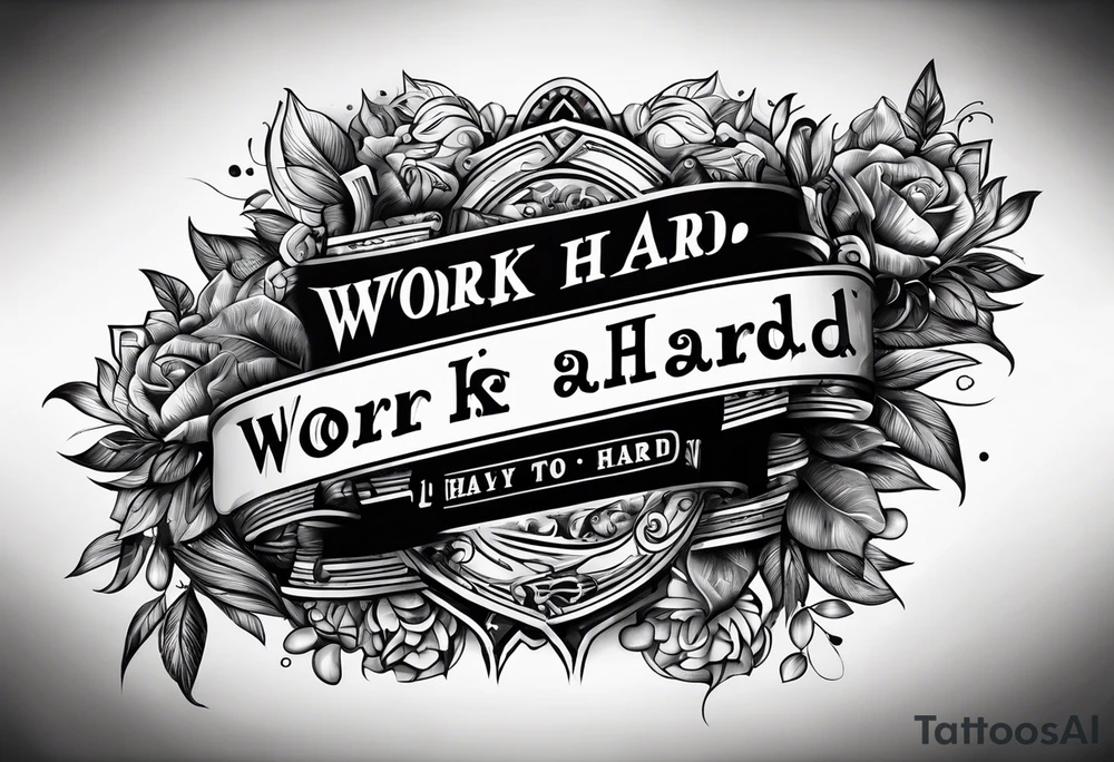 I want a tattoo containing the following two words "work hard" and "play hard". tattoo idea