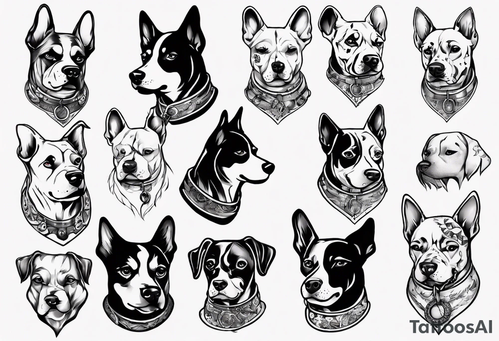 a dog with 12 collars tattoo idea