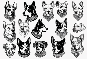 a dog with 12 collars tattoo idea