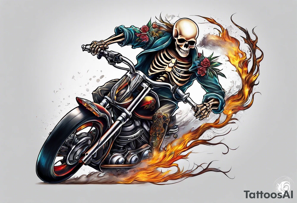 skeleton running from the world tattoo idea