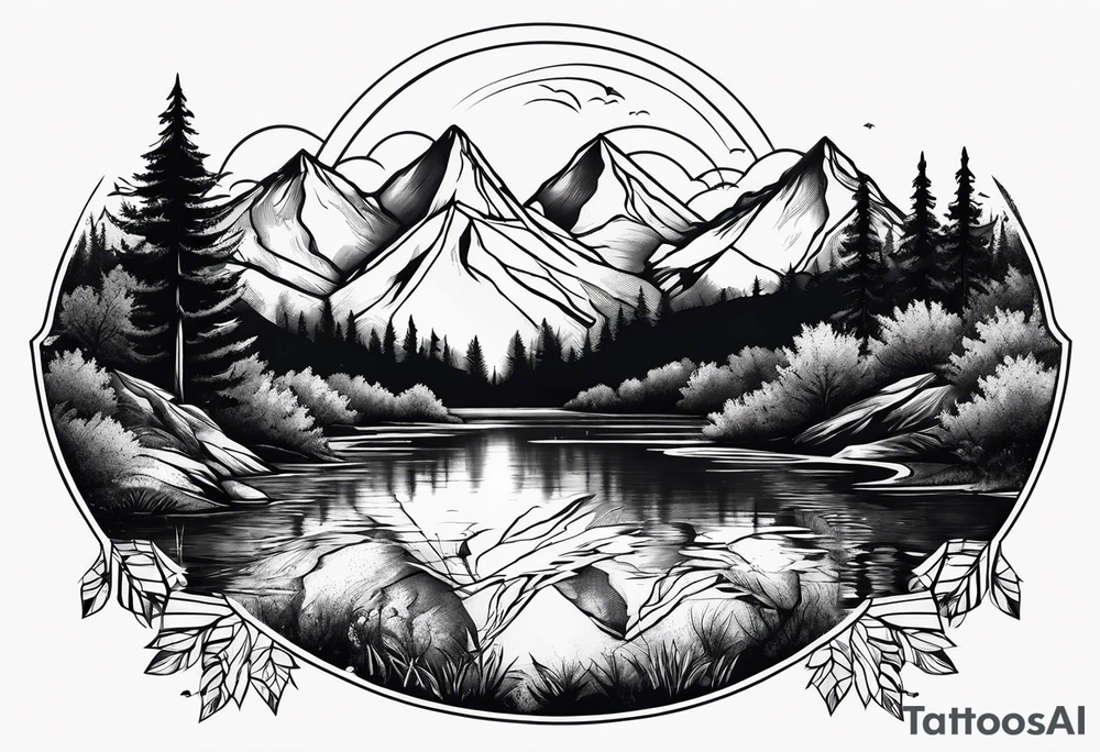 Mountains with a river tattoo idea