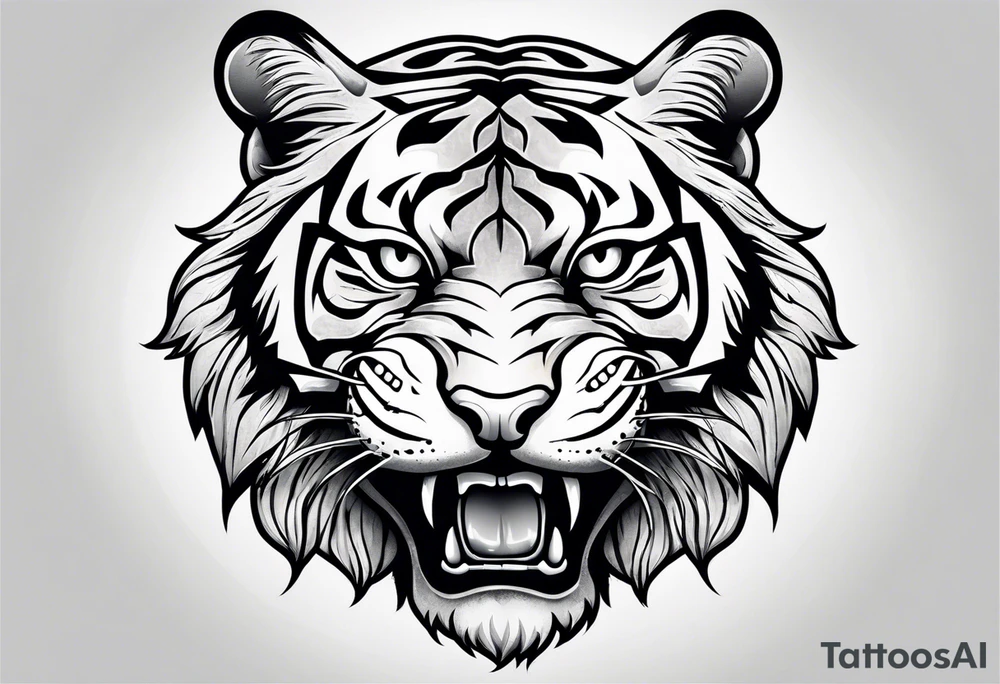 Tiger with skull tattoo idea