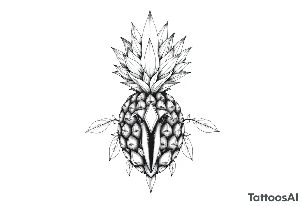 Majestic crown pineapple vagina and anus tattoo idea