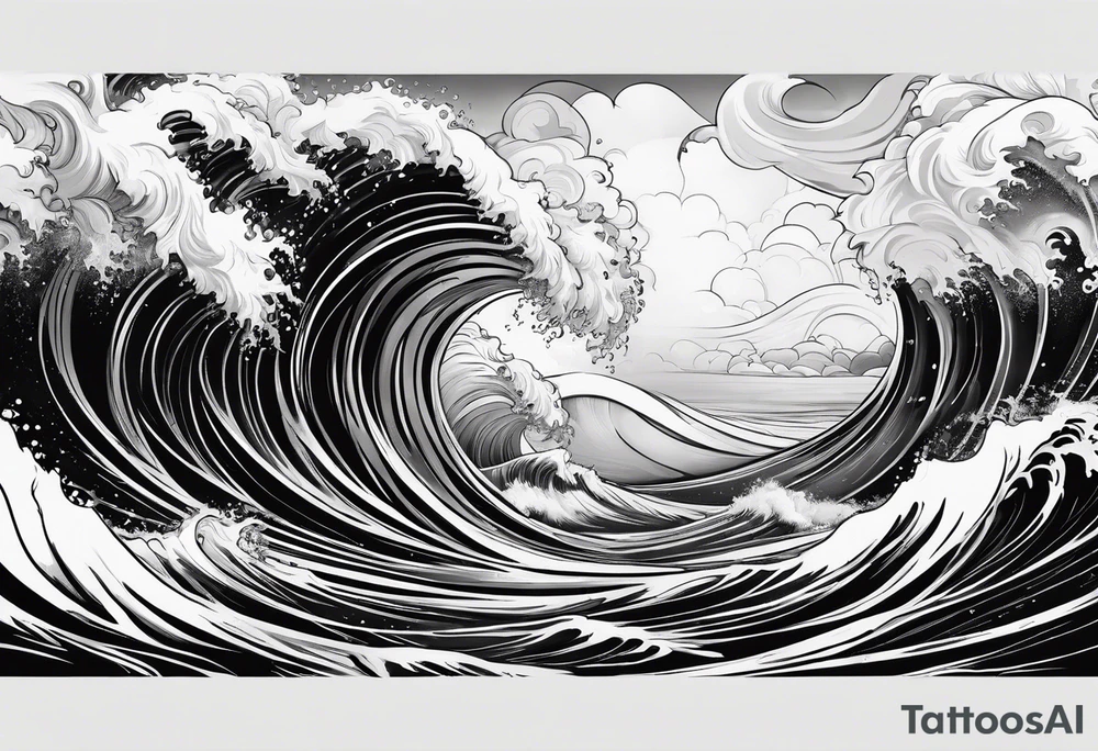 stormy sea waves tattoo idea