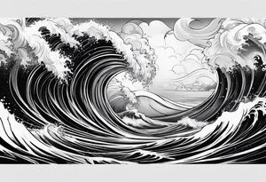 stormy sea waves tattoo idea