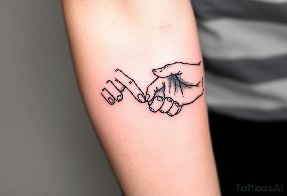 Two hands reaching for each other touching fingertips tattoo idea