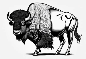 fine line bison outline - white background, clean background, no skin tattoo idea