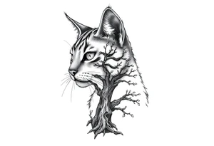 alley cat with treecolor pattern tattoo idea