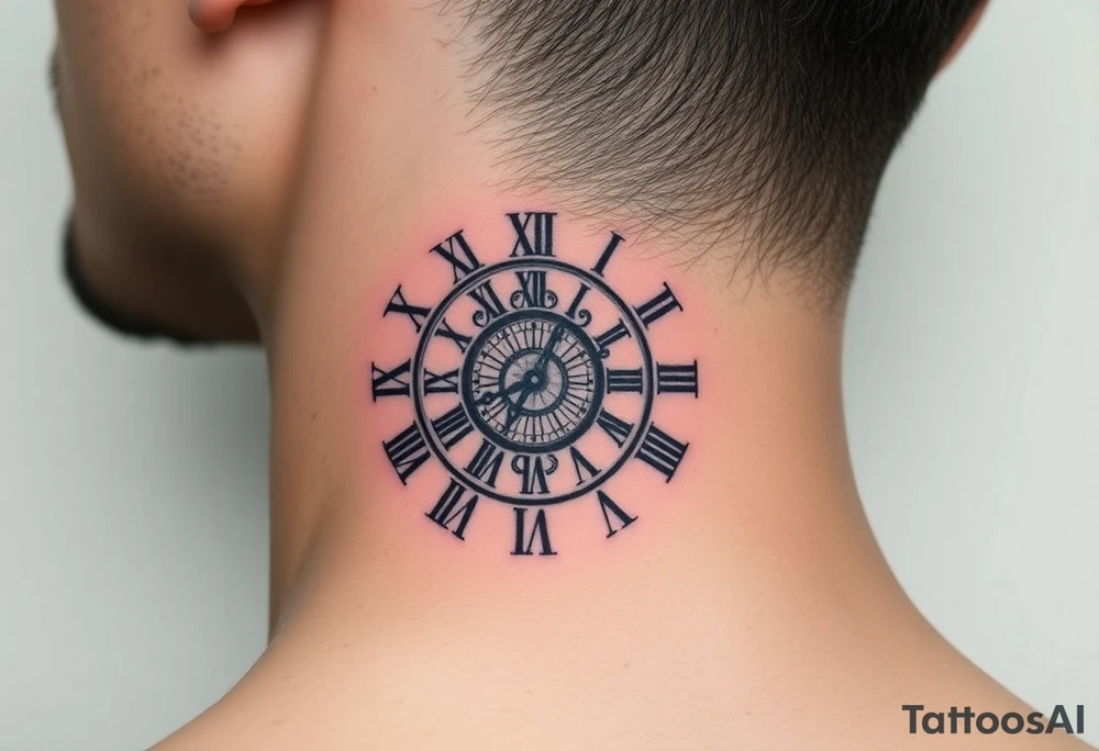 vintage roman numerals within ornate clockwork mechanism tattoo idea