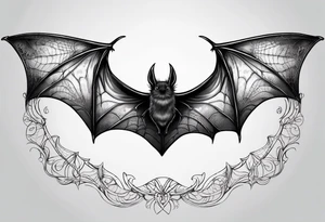 Bat upside down, wings made of spider web, wings wide open tattoo idea