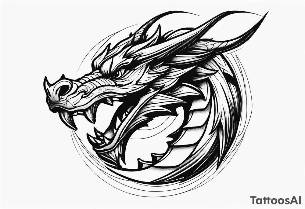 Dragon breathing a dumbbell tattoo idea