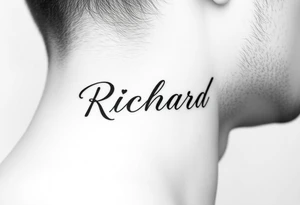 The name Richard in pretty handwriting with a heart for the dot on the i on my neck tattoo idea