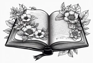 An open book with flowers growing out of it tattoo idea