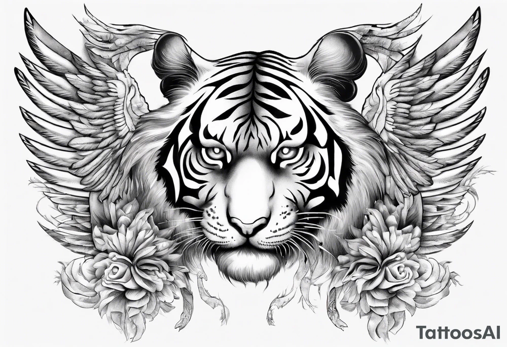 Tiger with wings. Mythological. tattoo idea