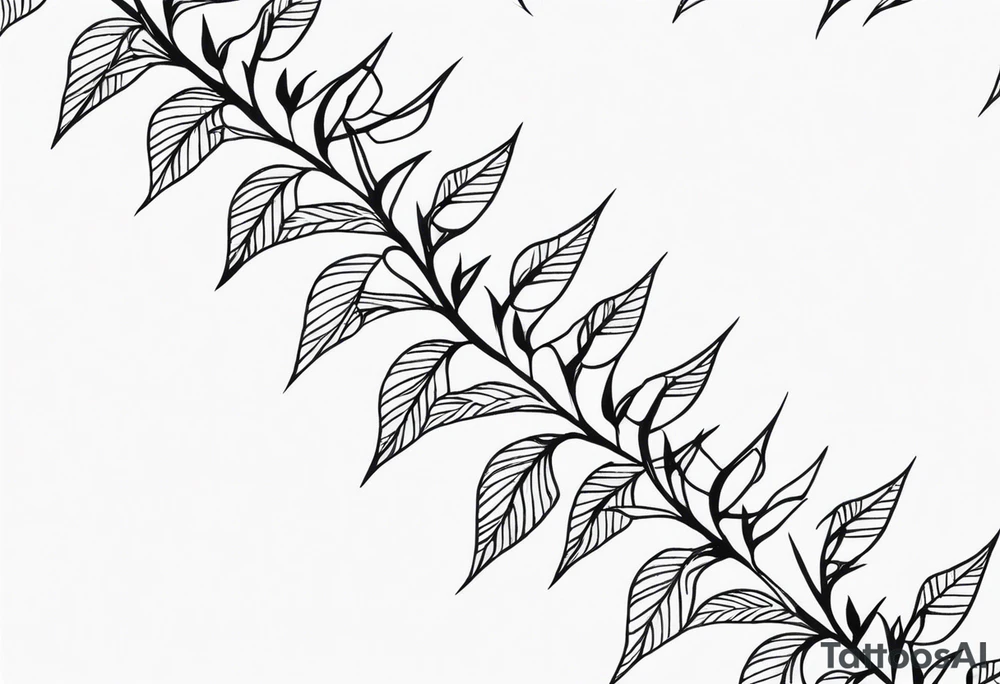 Long straight black and white vines with thorns tattoo idea Long straight black and white vines with thorns tattoo idea