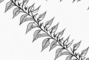 Long straight black and white vines with thorns tattoo idea
