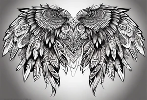 wings sleeve with filigree and african tribal patterns tattoo idea
